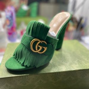 Gucci Marmont Kelly Green GG Heels, New W/O box!!